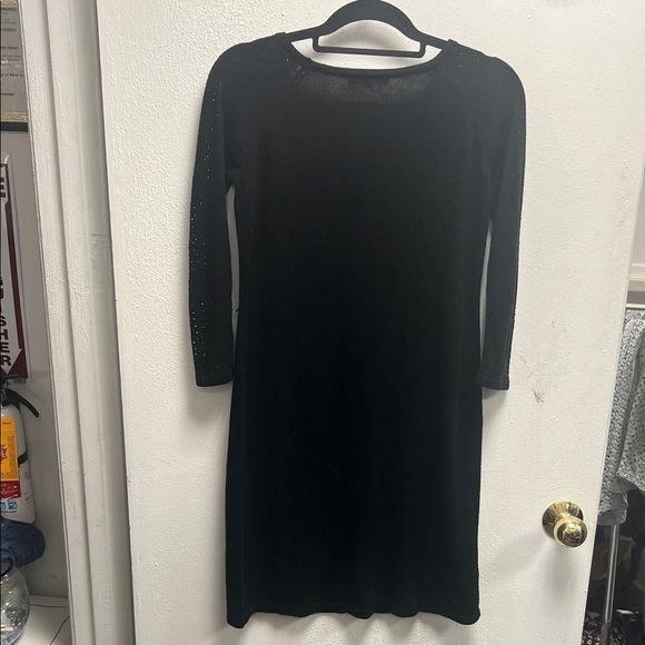 Studio I Black Long Sleeve Dress with Embellished Bling Shoulders - Picture 4 of 4